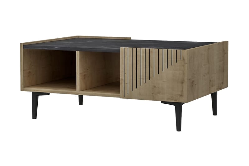 Bruveri Sofabord 94 cm med Opbevaringshylder - Natur/Sort - Møbler - Borde - Sofabord