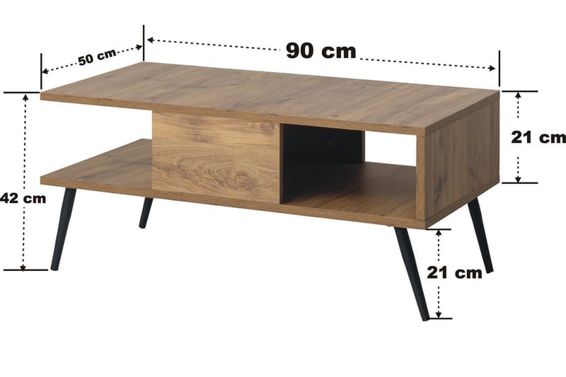 Bukle Sofabord 90 cm - Brun/Sort - Møbler - Borde - Sofabord
