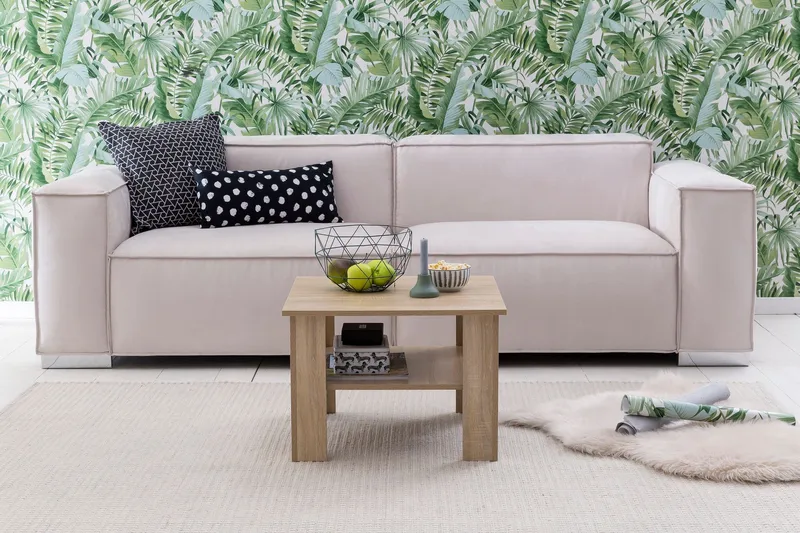 Bulanda Sofabord 60 cm med Opbevaring Hylde - Natur - Møbler - Borde - Sofabord