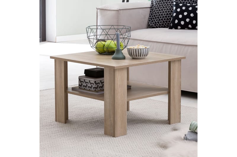 Bulanda Sofabord 60 cm med Opbevaring Hylde - Natur - Møbler - Borde - Sofabord