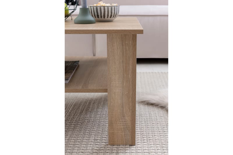 Bulanda Sofabord 60 cm med Opbevaring Hylde - Natur - Møbler - Borde - Sofabord