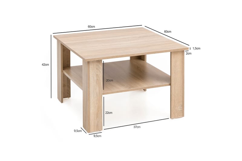 Bulanda Sofabord 60 cm med Opbevaring Hylde - Natur - Møbler - Borde - Sofabord