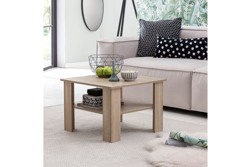 Bulanda Sofabord 60 cm med Opbevaring Hylde - Natur - Møbler - Borde - Sofabord