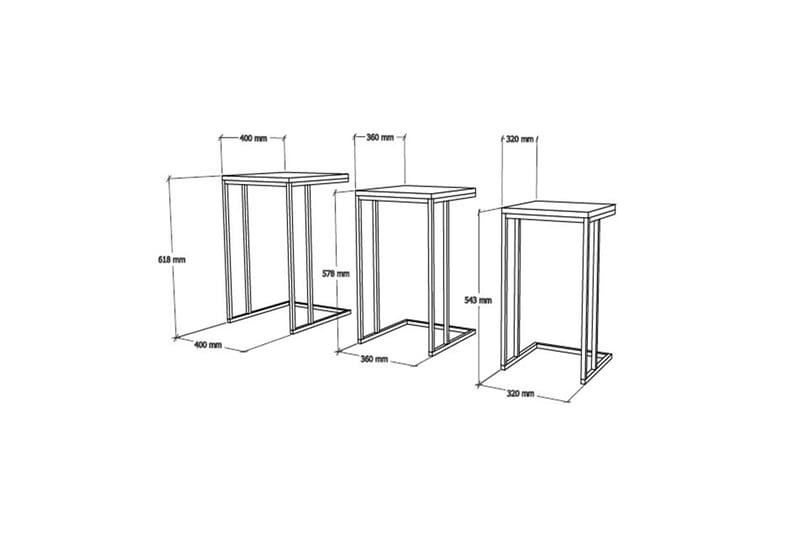 Bulskoll Indskudsbord 40x61,8x40 cm - Hvid - Sofabord - Indskudsborde