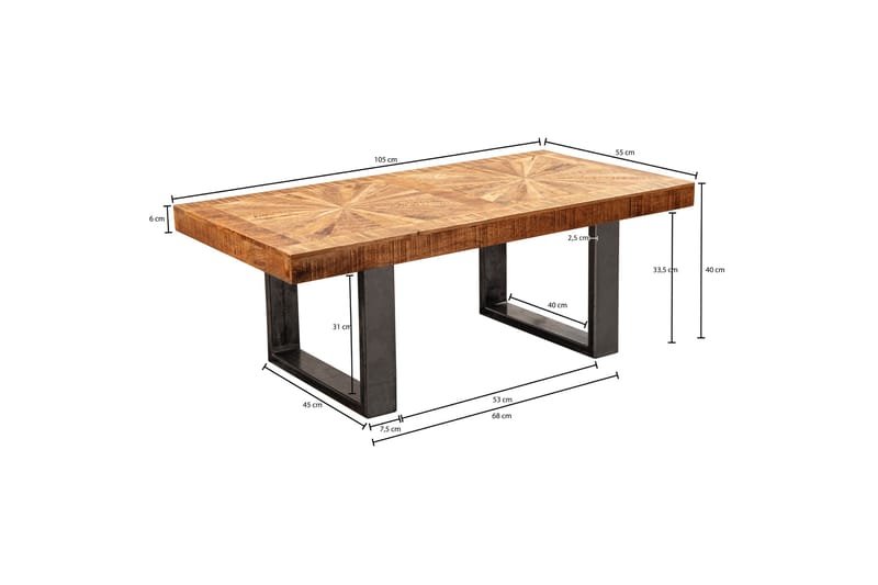 Buncton Sofabord 105 cm - Mangotræ/Sort - Sofabord