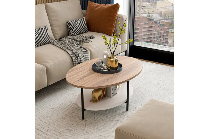 Burata Sofabord 90 cm - Oak/Hvid - Møbler - Borde - Sofabord