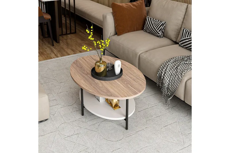 Burata Sofabord 90 cm - Oak/Hvid - Møbler - Borde - Sofabord