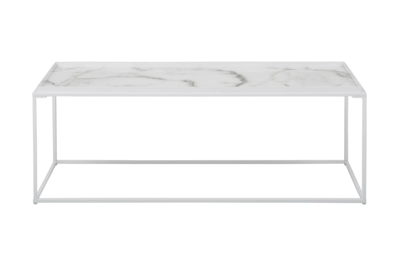 Burwick Sofabord 122 cm Marmormønster - Glas/Hvid/Sort - Sofabord