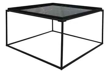 Burwick Sofabord 80 cm Marmormønster Kvadratisk - Glas/Sort - Møbler - Borde - Sofabord