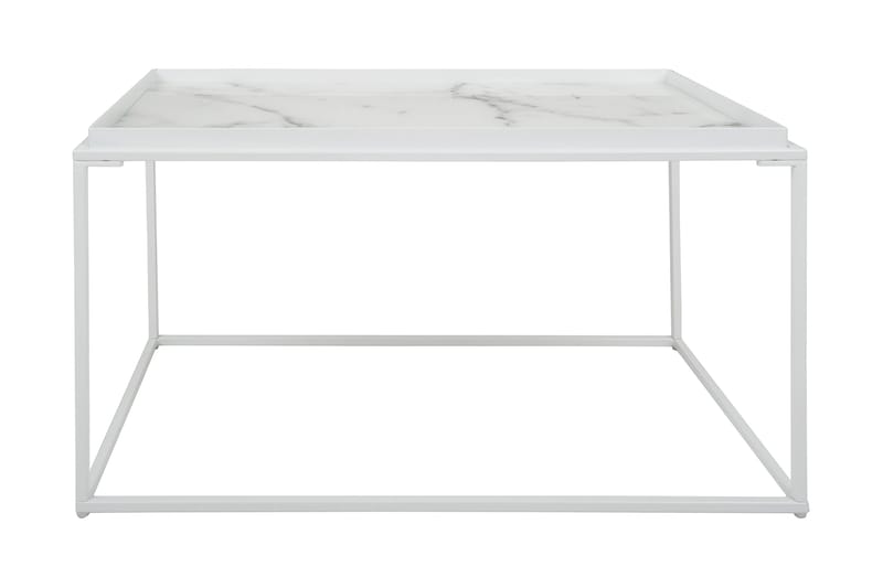 Burwick Sofabord 80 cm Marmormønster Rektangulær - Glas/Sort - Møbler - Borde - Sofabord