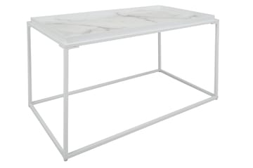 Burwick Sofabord 80 cm Marmormønster Rektangulær - Glas/Sort - Møbler - Borde - Sofabord