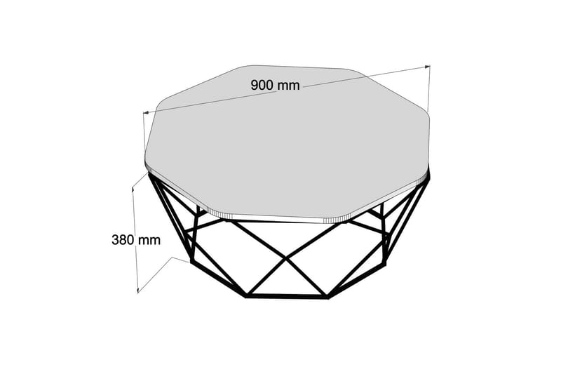 Callear Sofabord 90 cm Kantet - Grå/Sort - Sofabord