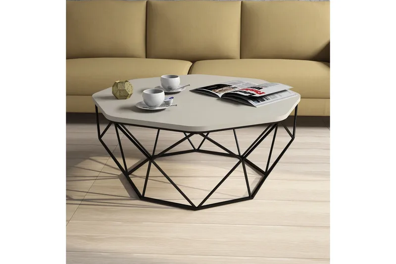 Callear Sofabord 90 cm Kantet - Grå/Sort - Møbler - Borde - Sofabord