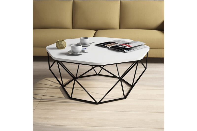 Callear Sofabord 90 cm Kantet - Hvid/Sort - Møbler - Borde - Sofabord
