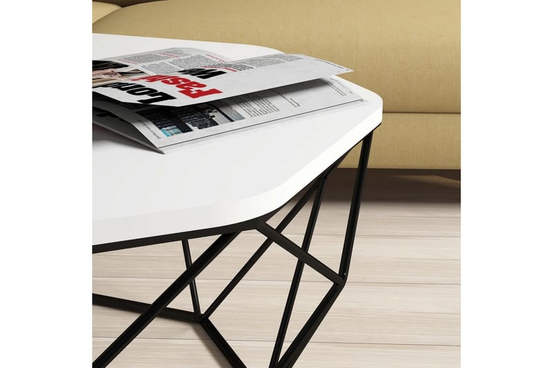 Callear Sofabord 90 cm Kantet - Hvid/Sort - Møbler - Borde - Sofabord