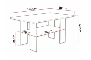 Carnew 60 cm Rektangulært Sofabord med Hylde i Træ - Lysebrun - Møbler - Borde - Sofabord