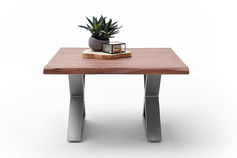 Cartagena Sofabord 75 cm Ben X-form - Akacie/Brun/Stål - Møbler - Borde - Sofabord