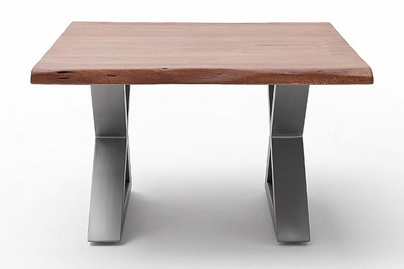 Cartagena Sofabord 75 cm Ben X-form - Akacie/Brun/Stål - Møbler - Borde - Sofabord