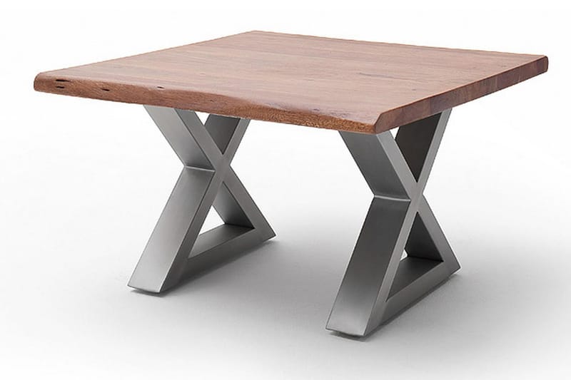 Cartagena Sofabord 75 cm Ben X-form - Akacie/Brun/Stål - Møbler - Borde - Sofabord