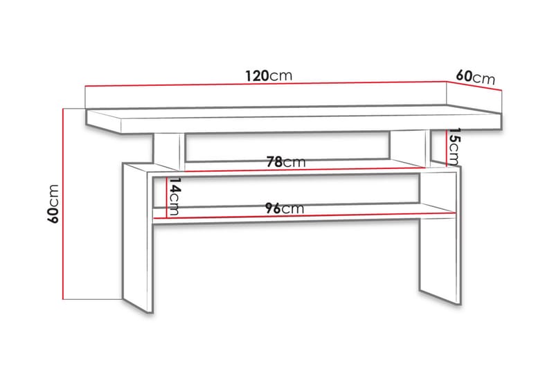 Castillia Sofabord 120 cm med Opbevaring Hylder - Hvid - Møbler - Borde - Sofabord
