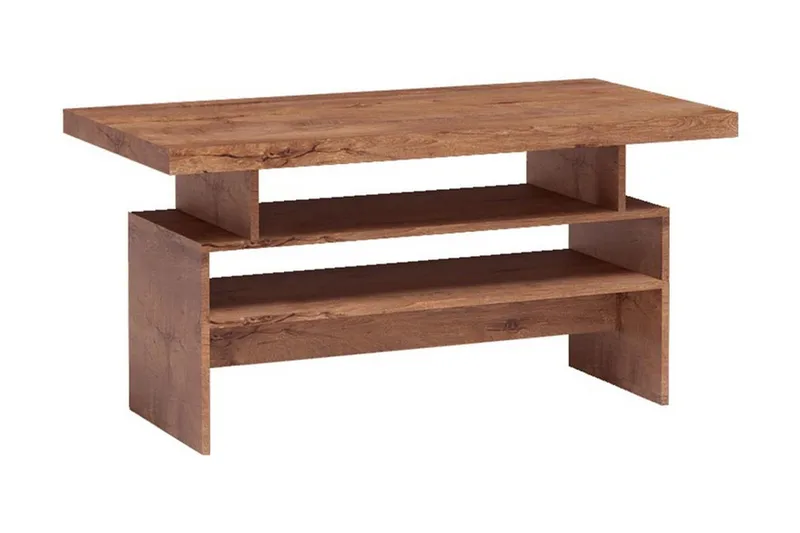 Castillia Sofabord 120 cm med Opbevaring Hylder, Lyse Ask