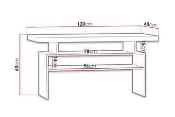 Castillia Sofabord 120 cm med Opbevaring Hylder - Mørke Ask - Møbler - Borde - Sofabord