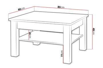 Cezara Soffbord 80 cm med Förvaring Hylla Ek - Møbler - Borde - Sofabord