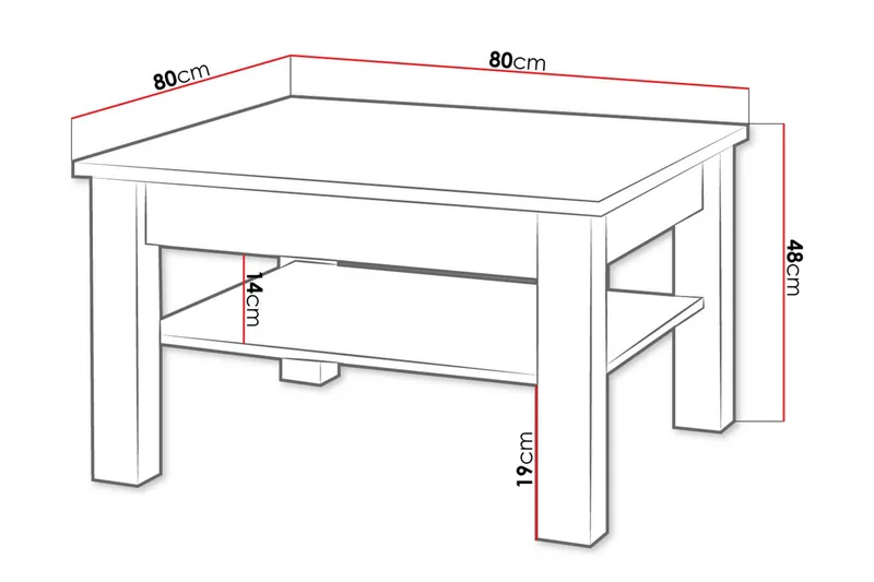 Cezara Soffbord 80 cm med Förvaring Hylla Ek - Møbler - Borde - Sofabord