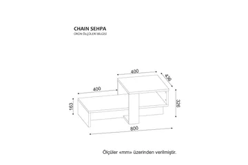 Chainell Sofabord 80 cm med Opbevaring Hylde - Hvid/Valnøddebrun - Møbler - Borde - Sofabord