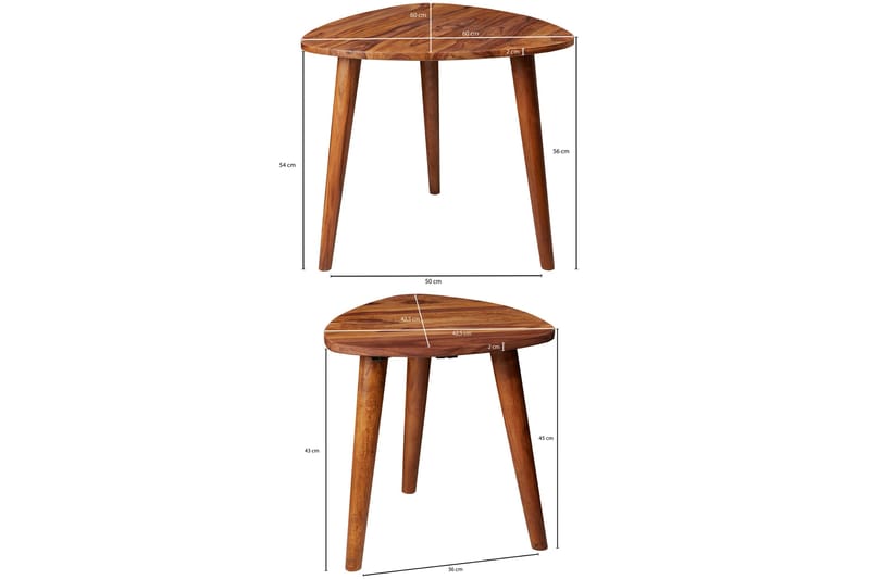Chariah Siddebord 2-stk 60 cm - Træ / natur - Møbler - Borde - Sofabord