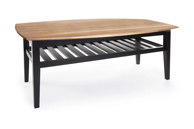 Chicago Sofabord 130 cm med Opbevaring Hylde, Eg/Sort