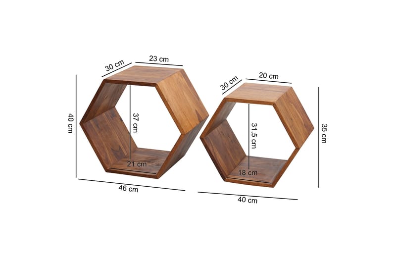 Chicosky Indskudsbord 46 cm 2 Bord - Massivt Træ/Brun - Indskudsborde - Sofabord