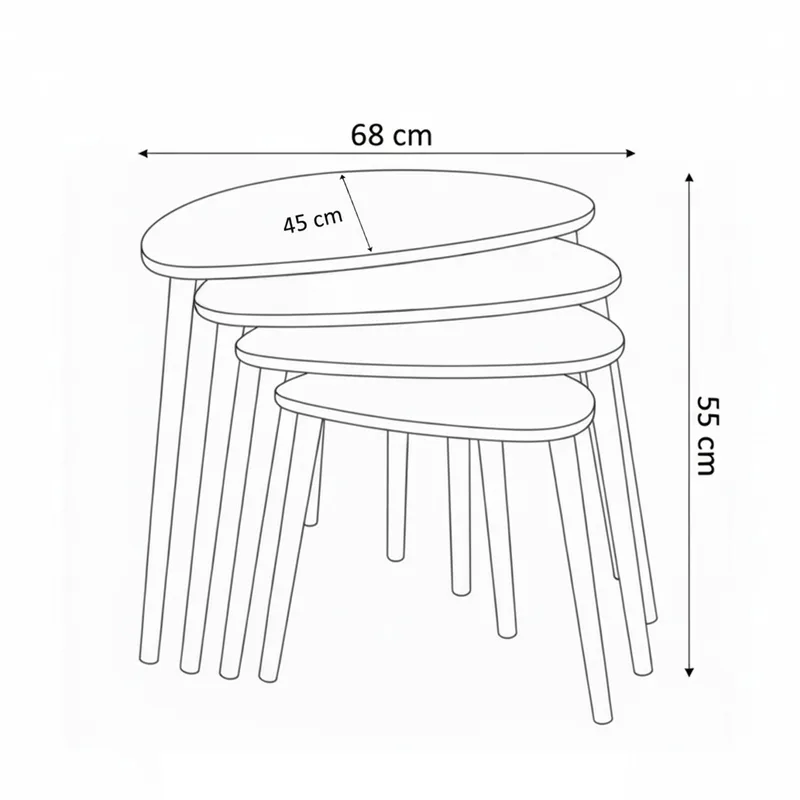Childress indskudsborde 68 cm - Eg - Møbler - Borde - Sofabord - Kistebord