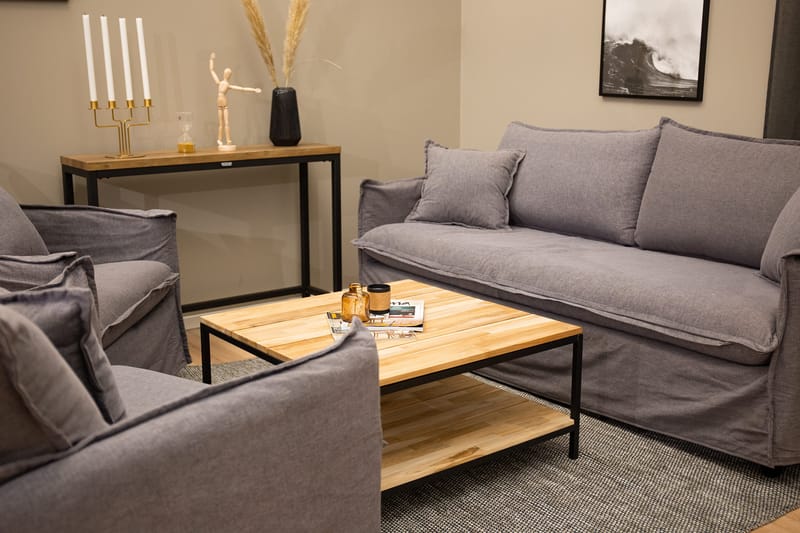 Cirebon Sofabord 80 cm med Opbevaring Hylde - Brun/Svart - Møbler - Borde - Sofabord