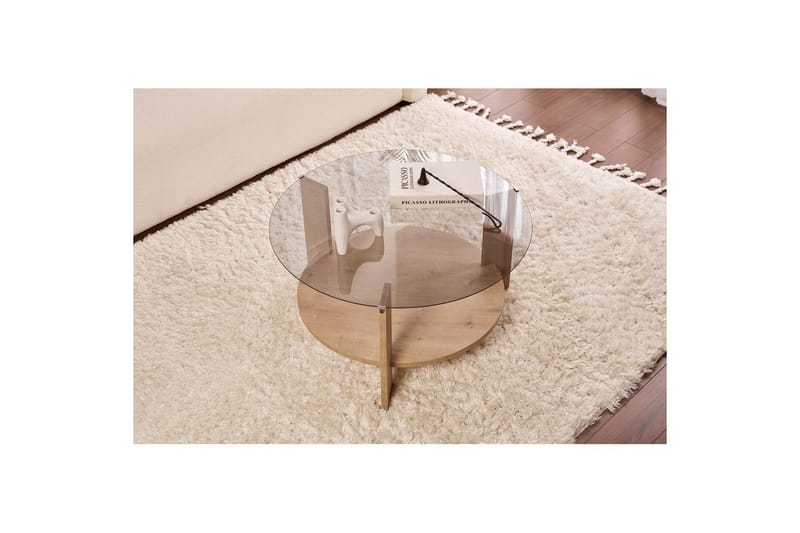 Sofabord Clara 75 cm med Glasplade - Safir Eg / Røget - Møbler - Borde - Sofabord