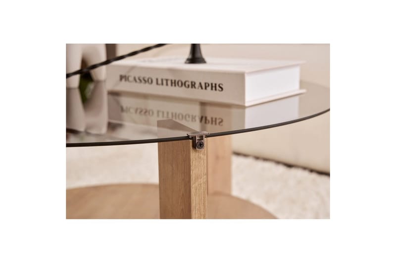 Sofabord Clara 75 cm med Glasplade - Safir Eg / Røget - Møbler - Borde - Sofabord