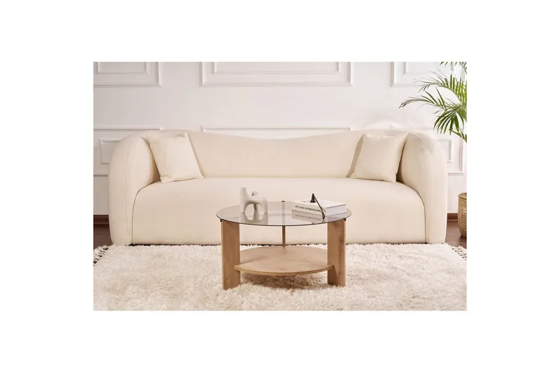 Sofabord Clara 75 cm med Glasplade - Safir Eg / Røget - Møbler - Borde - Sofabord