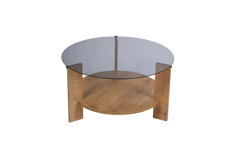 Sofabord Clara 75 cm med Glasplade - Safir Eg / Røget - Møbler - Borde - Sofabord