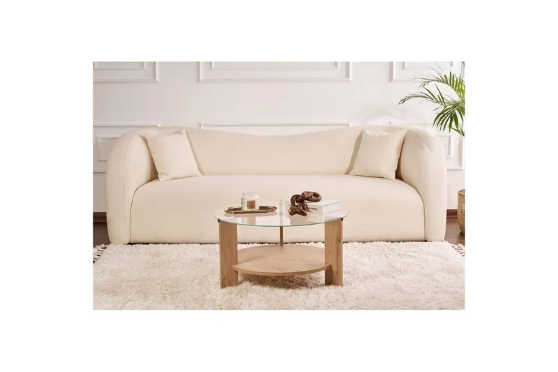 Sofabord Clara 75 cm med Glasplade - Safir Eg / Transparent - Møbler - Borde - Sofabord