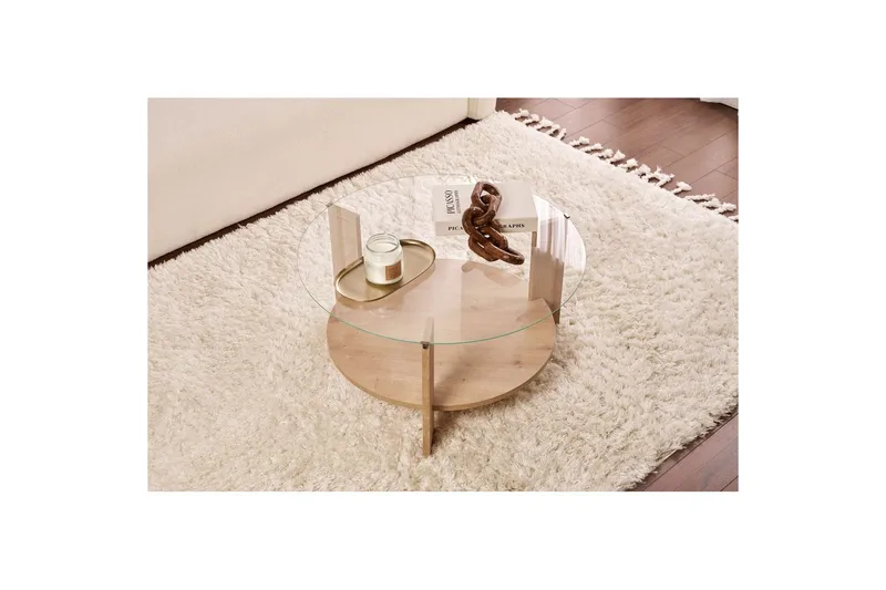 Sofabord Clara 75 cm med Glasplade - Safir Eg / Transparent - Møbler - Borde - Sofabord