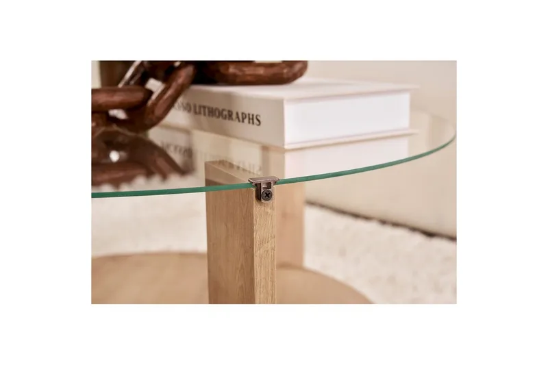 Sofabord Clara 75 cm med Glasplade - Safir Eg / Transparent - Møbler - Borde - Sofabord