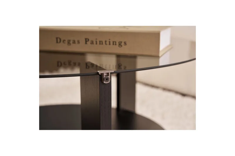 Sofabord Clara 75 cm med Glasplade - Træ Sort / Røgfarvet - Møbler - Borde - Sofabord