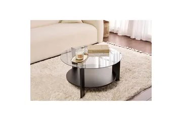 Sofabord Clara 75 cm med Glasplade - Træ Sort / Røgfarvet - Møbler - Borde - Sofabord