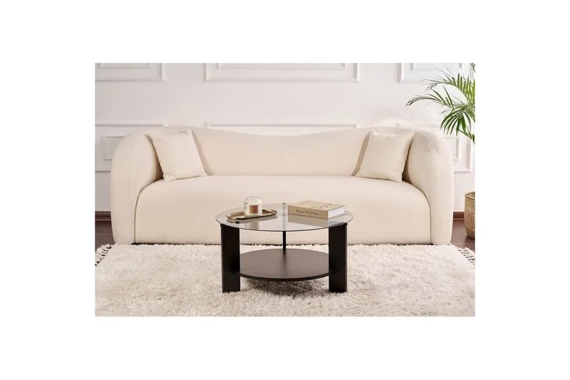 Sofabord Clara 75 cm med Glasplade - Træ Sort / Røgfarvet - Møbler - Borde - Sofabord