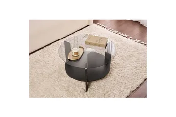 Sofabord Clara 75 cm med Glasplade - Træ Sort / Røgfarvet - Møbler - Borde - Sofabord