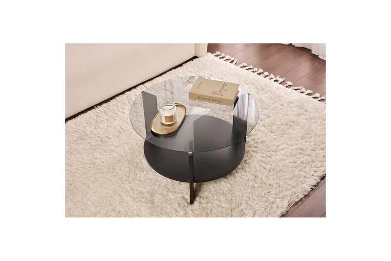 Sofabord Clara 75 cm med Glasplade - Træ Sort / Røgfarvet - Møbler - Borde - Sofabord