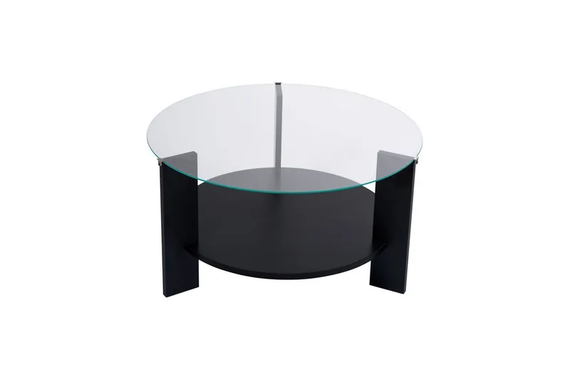 Sofabord Clara 75 cm med Glasplade - Træ Sort / Transparent - Møbler - Borde - Sofabord
