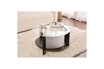 Sofabord Clara 75 cm med Glasplade - Træ Sort / Transparent - Møbler - Borde - Sofabord