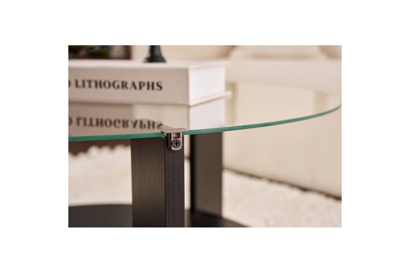 Sofabord Clara 75 cm med Glasplade - Træ Sort / Transparent - Møbler - Borde - Sofabord
