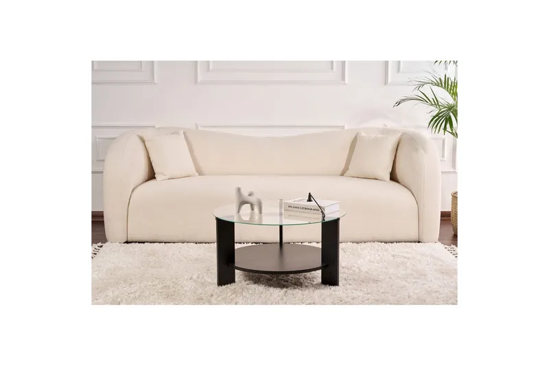 Sofabord Clara 75 cm med Glasplade - Træ Sort / Transparent - Møbler - Borde - Sofabord